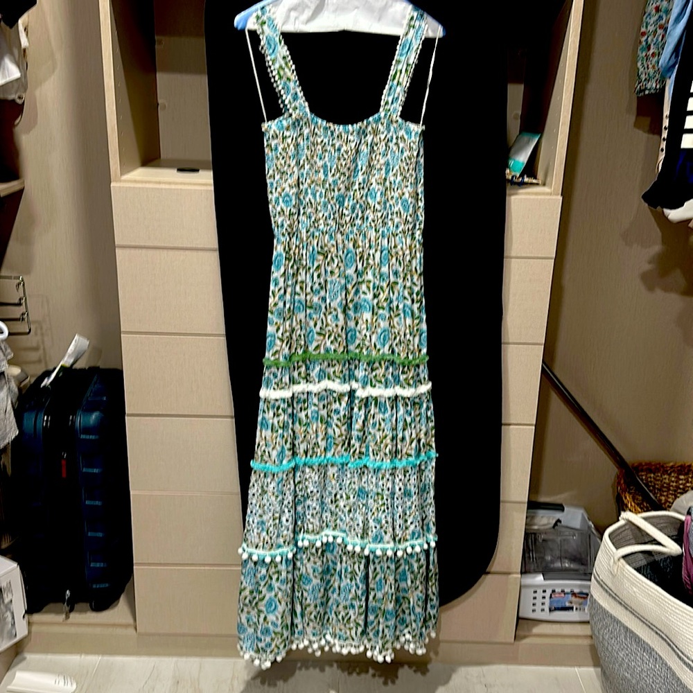Zara green blue maxi dress